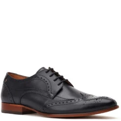 Base London Barbera XL Waxy Brogue Shoes Black