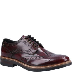 Base London Woburn XL Hi Shine Brogue Shoes Bordo
