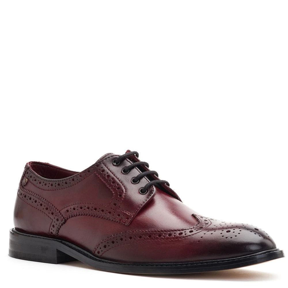 Base London Chaplin Washed Brogue Shoes Bordo - Image 2