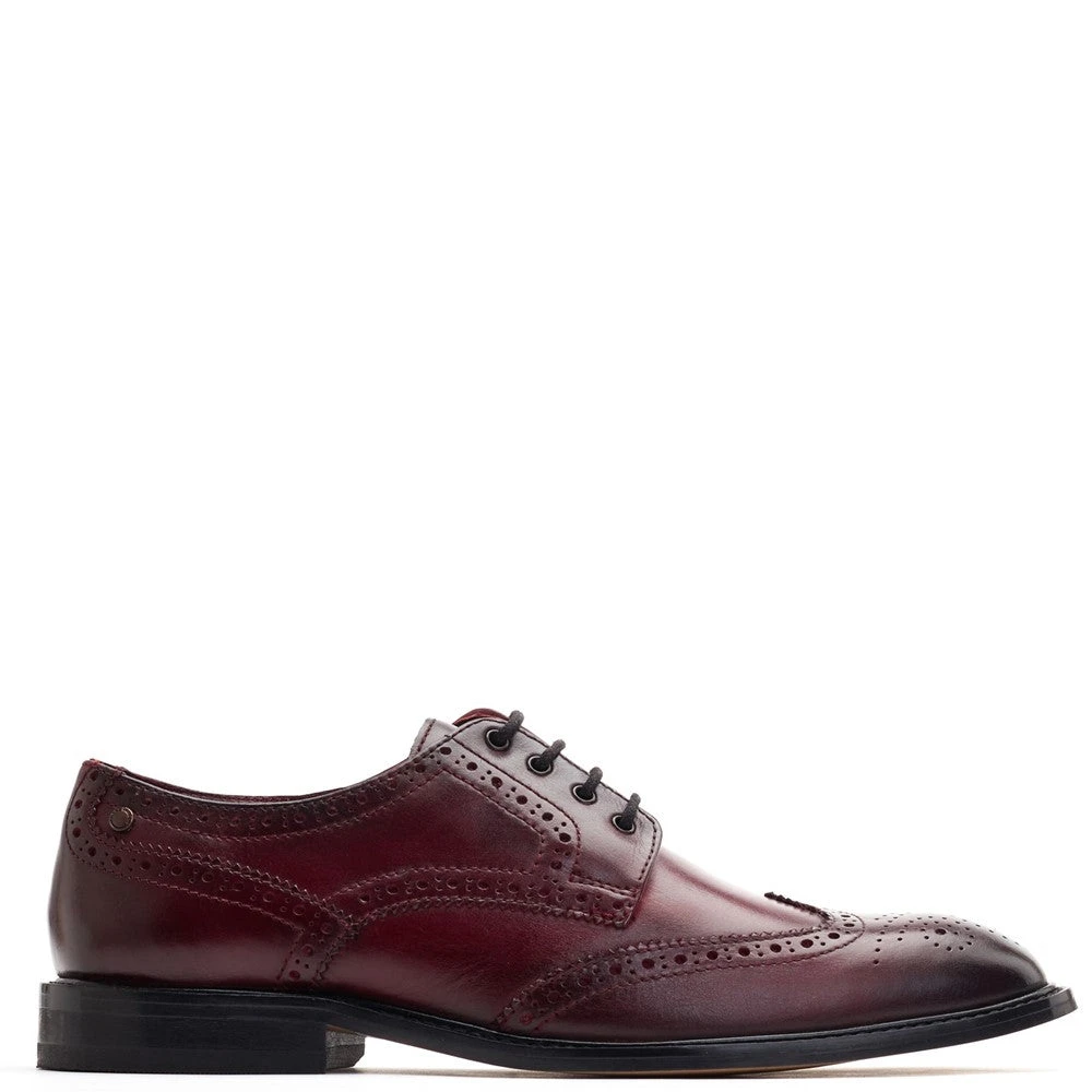 Base London Chaplin Washed Brogue Shoes Bordo
