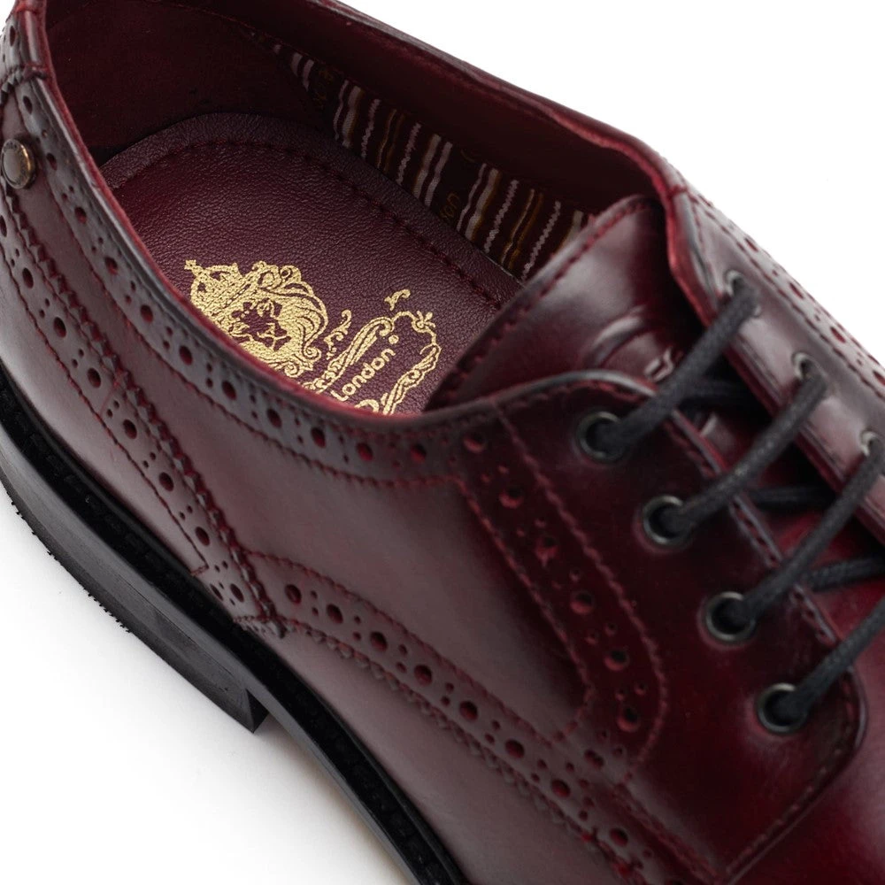 Base London Chaplin Washed Brogue Shoes Bordo - Image 6
