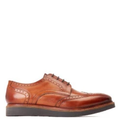 Base London Joe Washed Brogue Shoes Tan