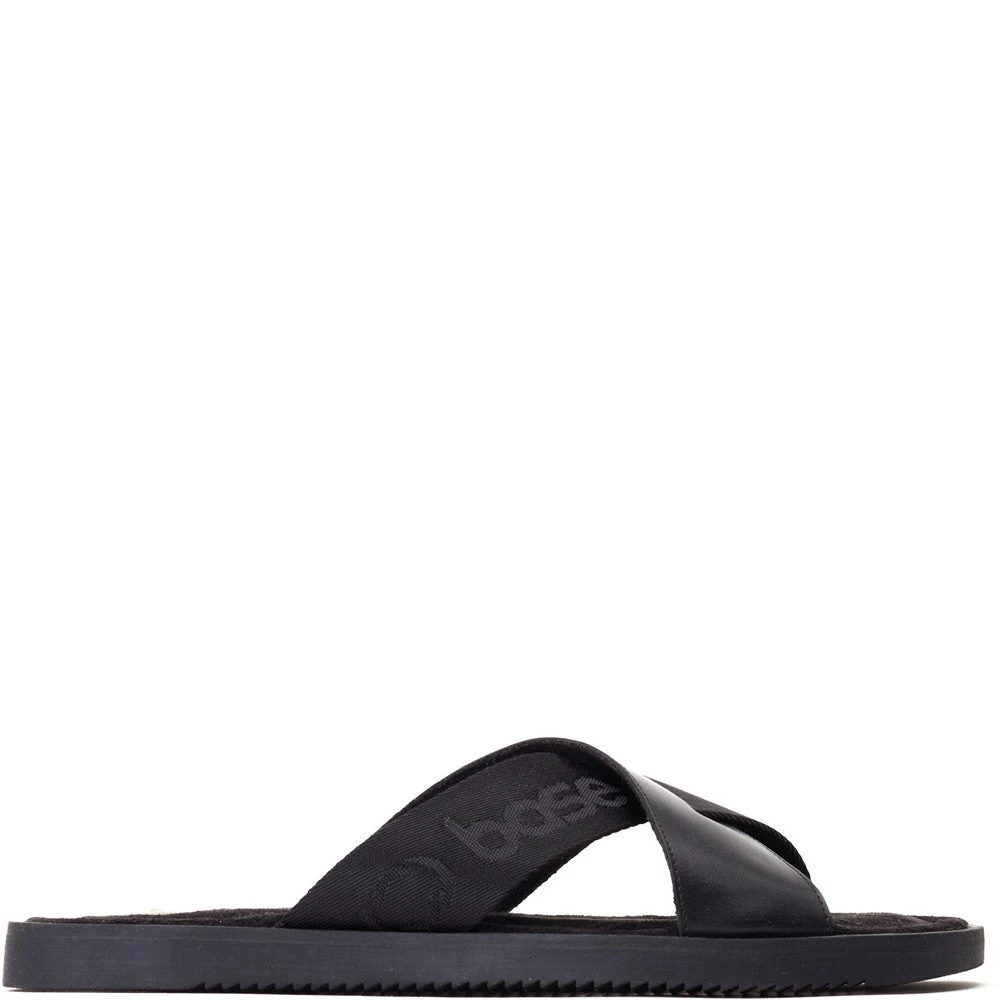 Base London Webb Washed Slide Sandal Black