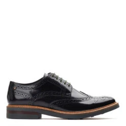 Base London Woburn Hi Shine Brogue Shoes Black