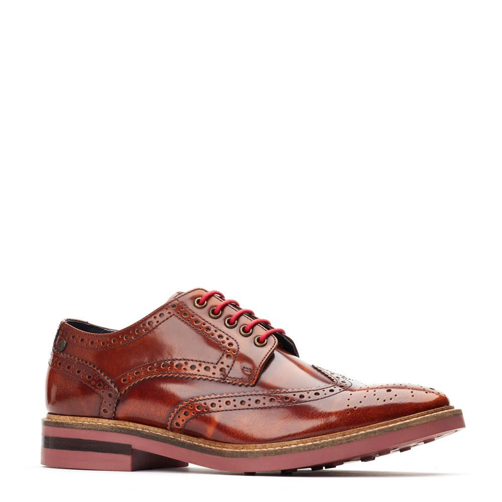 Base London Woburn Hi Shine Brogue Shoes Tan - Image 4