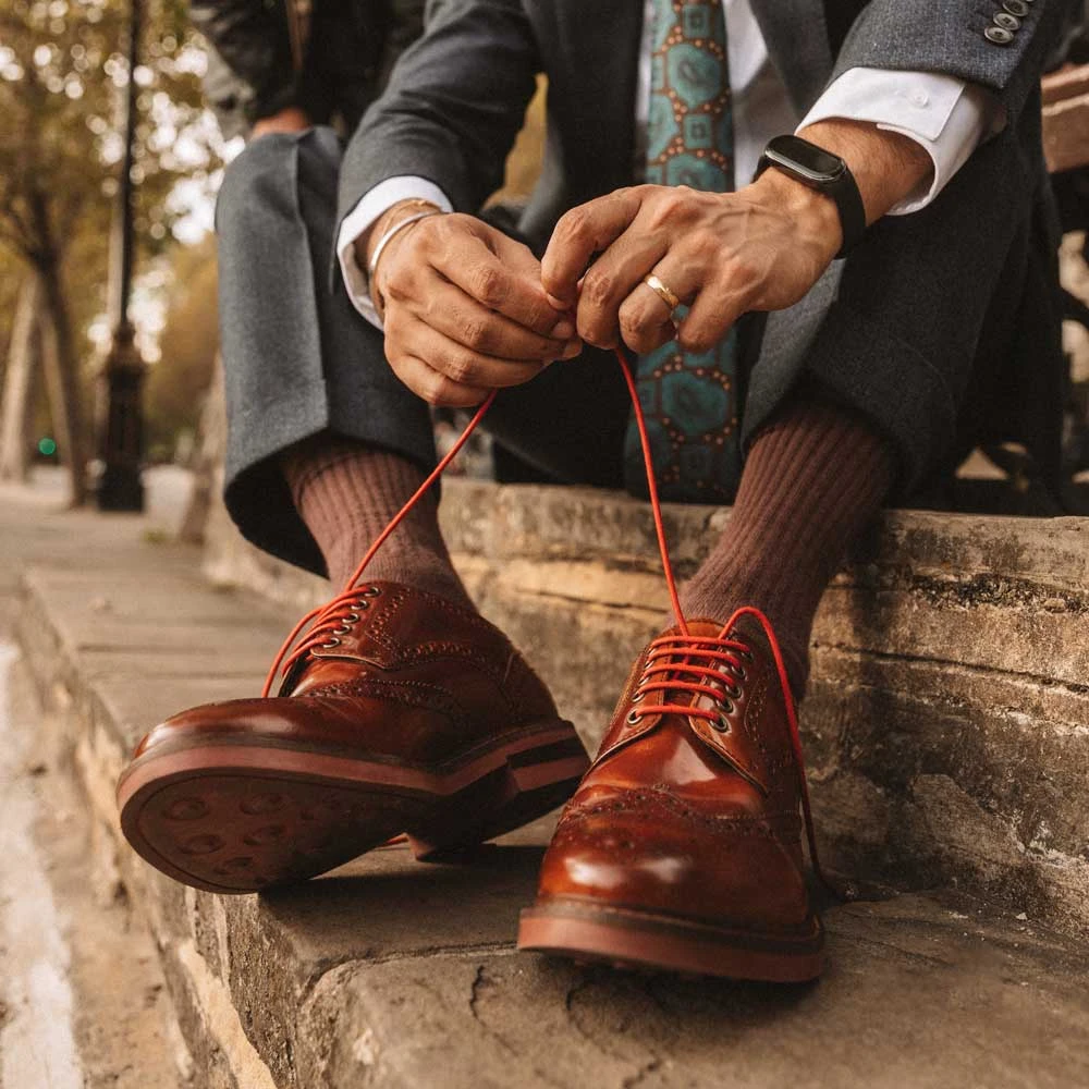 Base London Woburn Hi Shine Brogue Shoes Tan - Image 3