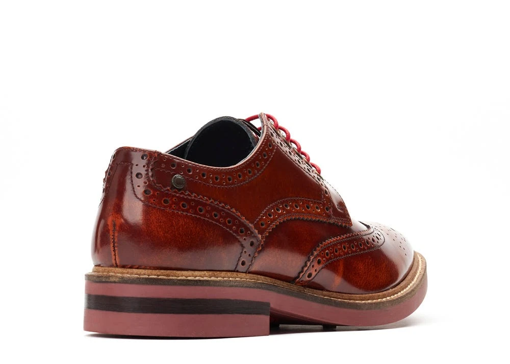 Base London Woburn Hi Shine Brogue Shoes Tan - Image 6