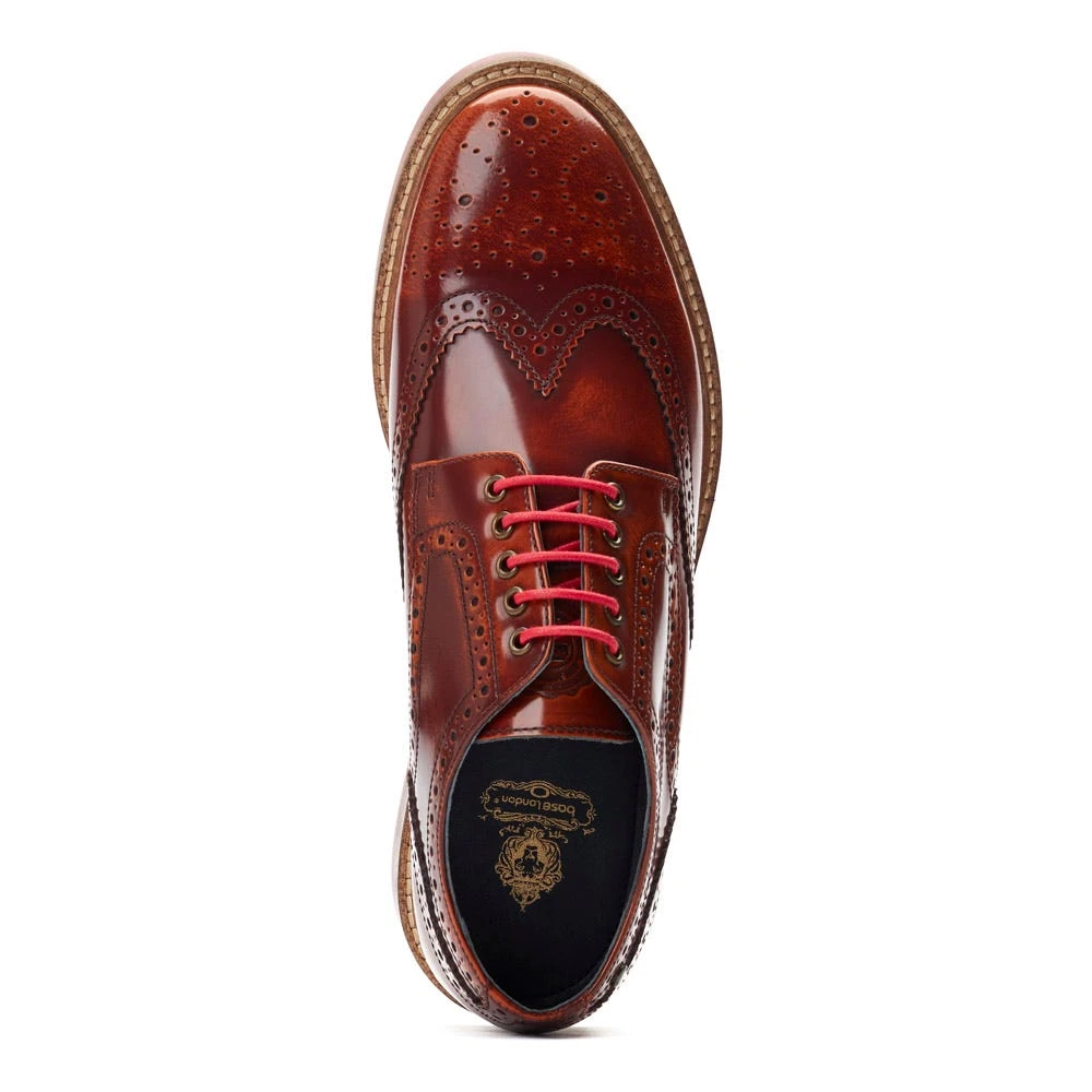 Base London Woburn Hi Shine Brogue Shoes Tan - Image 7