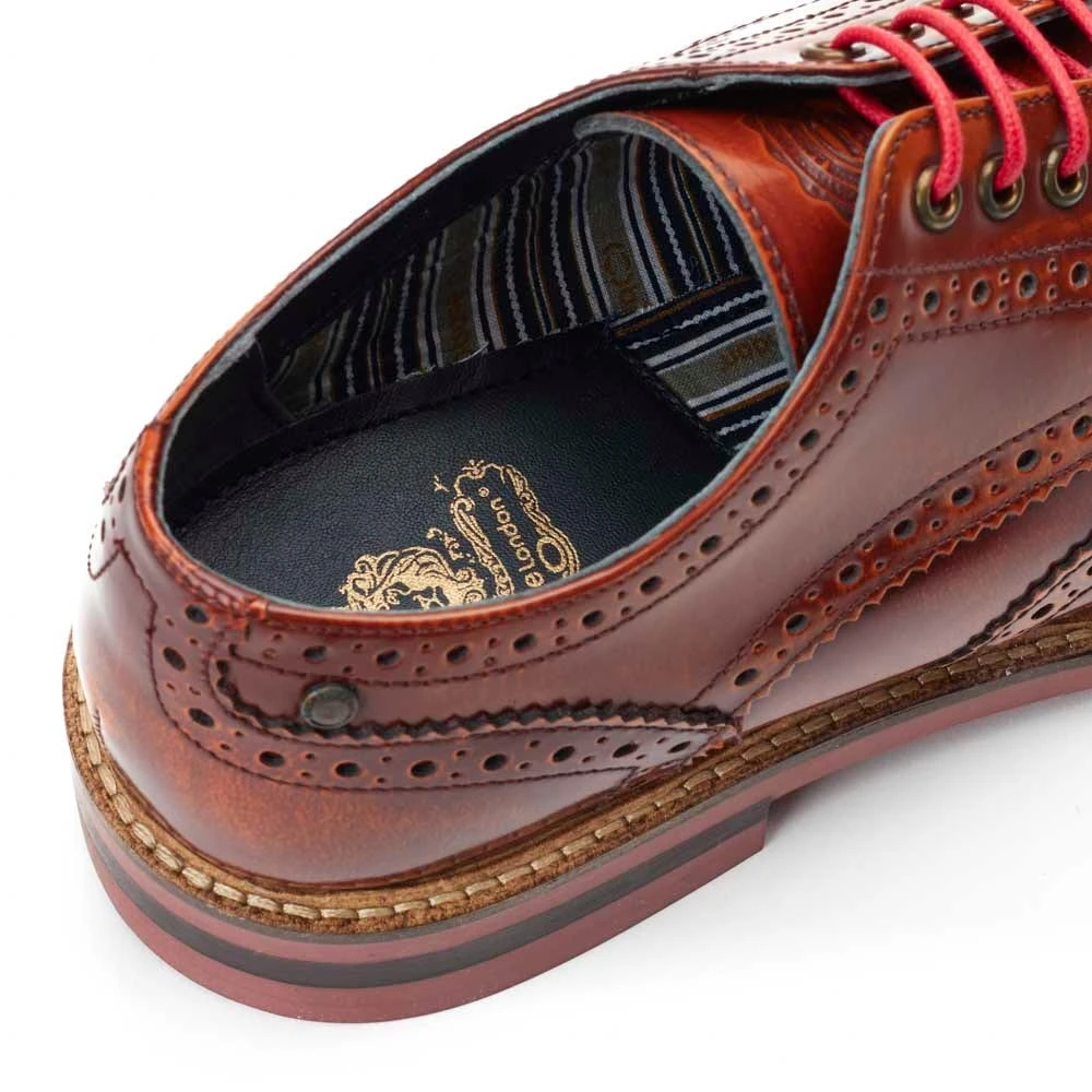 Base London Woburn Hi Shine Brogue Shoes Tan - Image 9